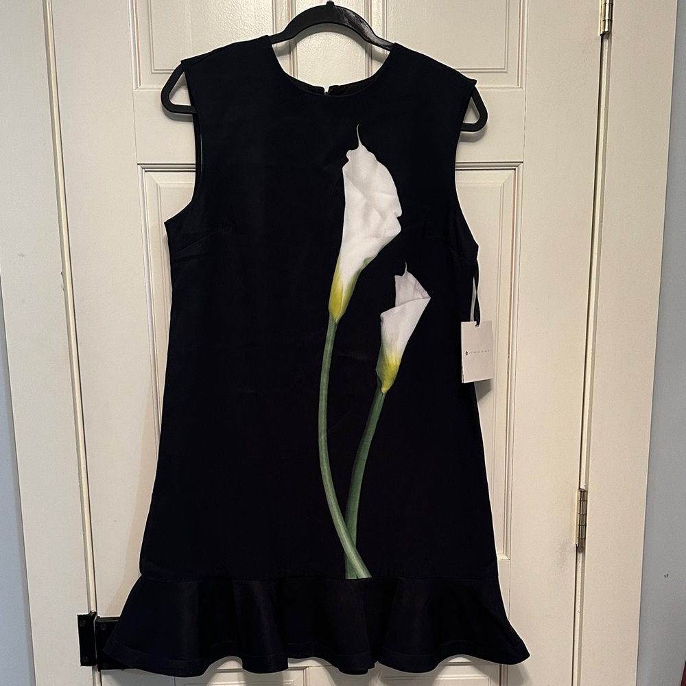 Victoria Beckham for Target Black Dress with White and Green Floral Accent